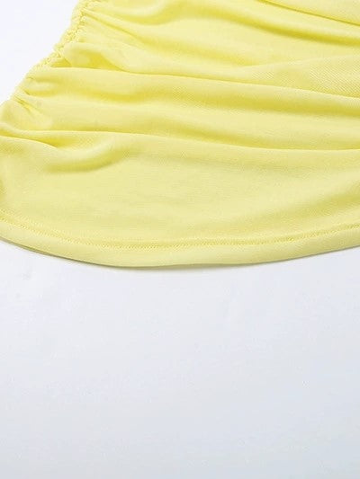 YELLOW MESH AND SATIN DRESS WITH SLIM FIT CAMI DESIGN