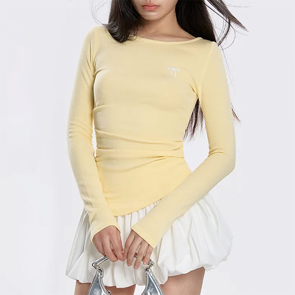 YELLOW TOP LEMON PIE LONG SLEEVE STRETCHY FABRIC