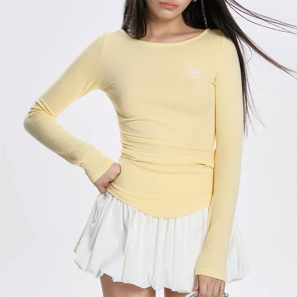 YELLOW TOP LEMON PIE LONG SLEEVE STRETCHY FABRIC