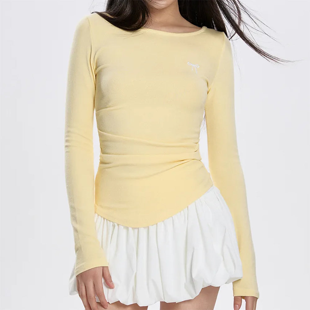 YELLOW TOP LEMON PIE LONG SLEEVE STRETCHY FABRIC