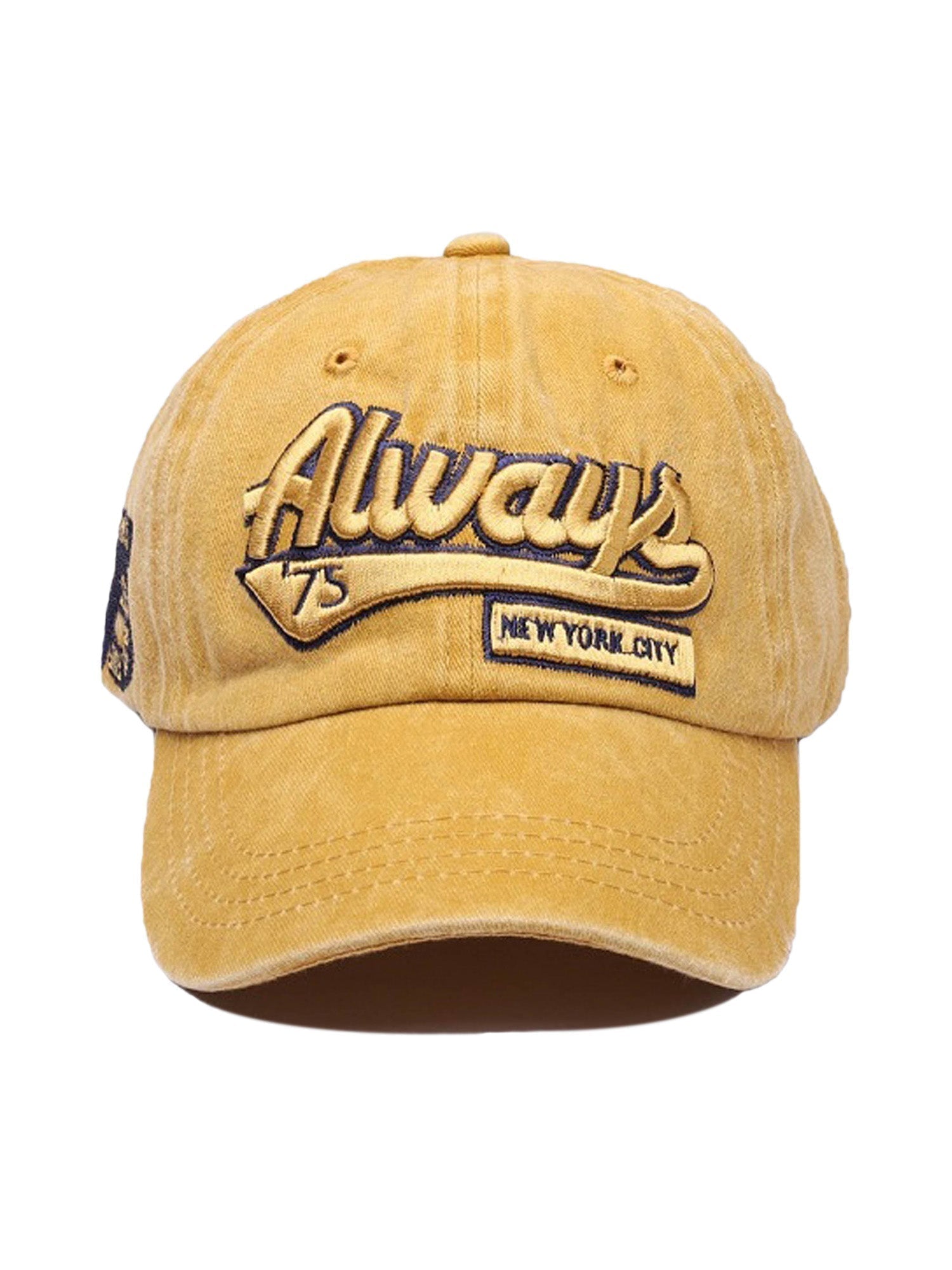 YELLOW WASHED BASEBALL CAP - DENIM WASHED BASEBALL CAP FOR EVERYONE