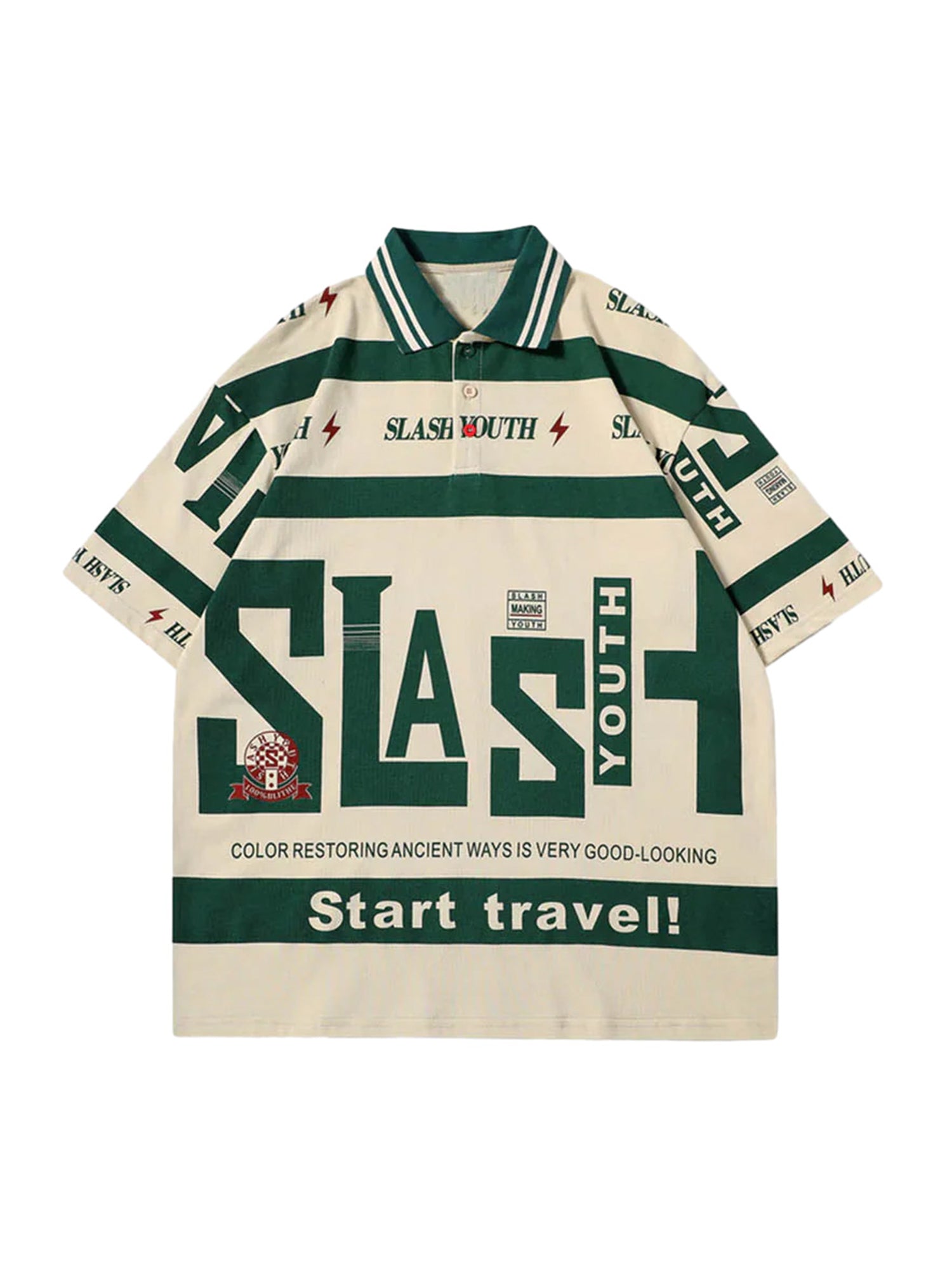 YOUTH POLO SHIRT WITH ABSTRACT LETTER PRINT