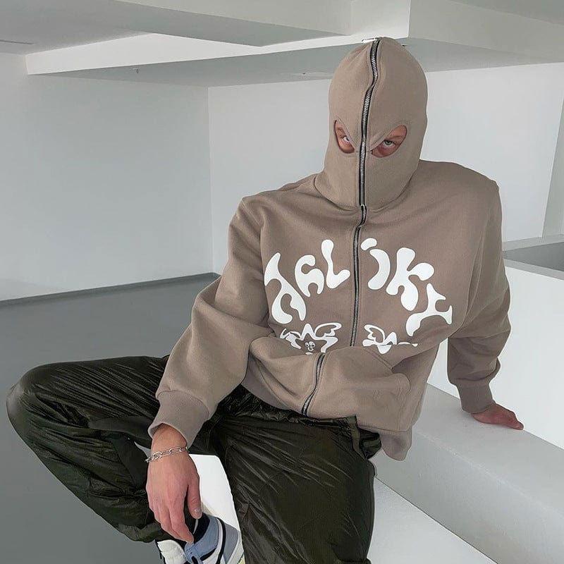 ZIP-UP HOODIE SET WITH WHITE GRAPHICS