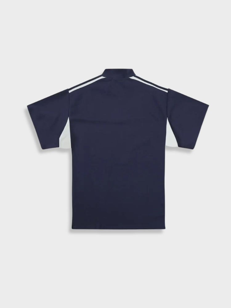 ZIPPER TEE SHIRT - BLACK AND WHITE STYLISH COTTON SHORT-SLEEVED TOP