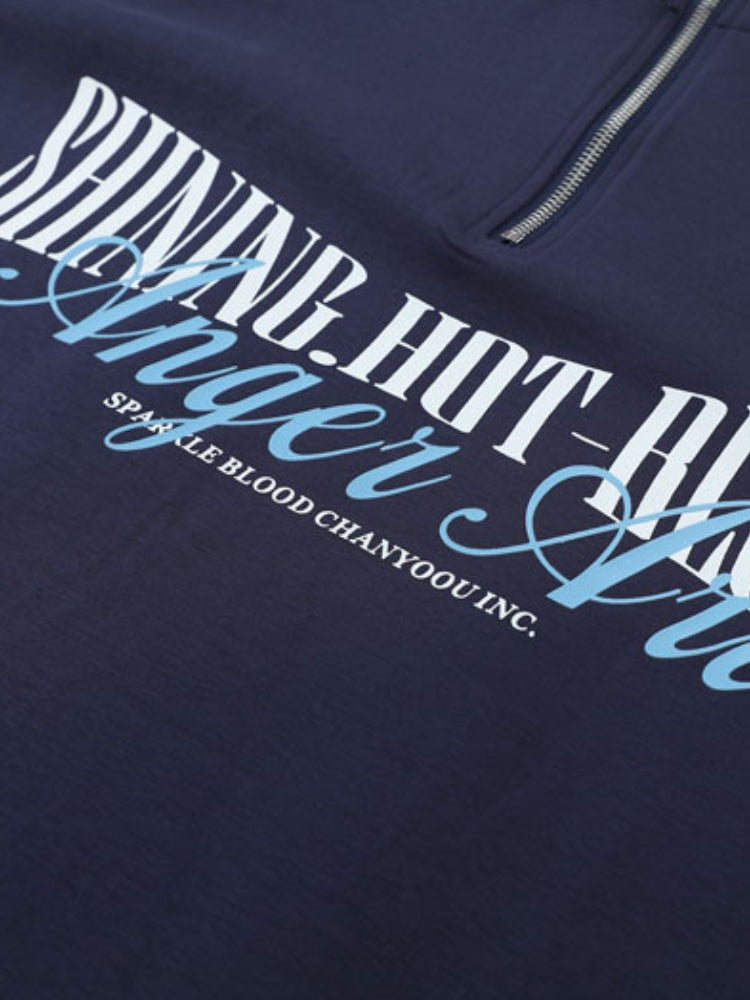 ZIPPER TEE SHIRT - BLACK AND WHITE STYLISH COTTON SHORT-SLEEVED TOP